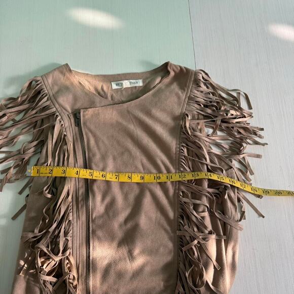 Tan western fringe zip up top - size large - Picture 3 of 7